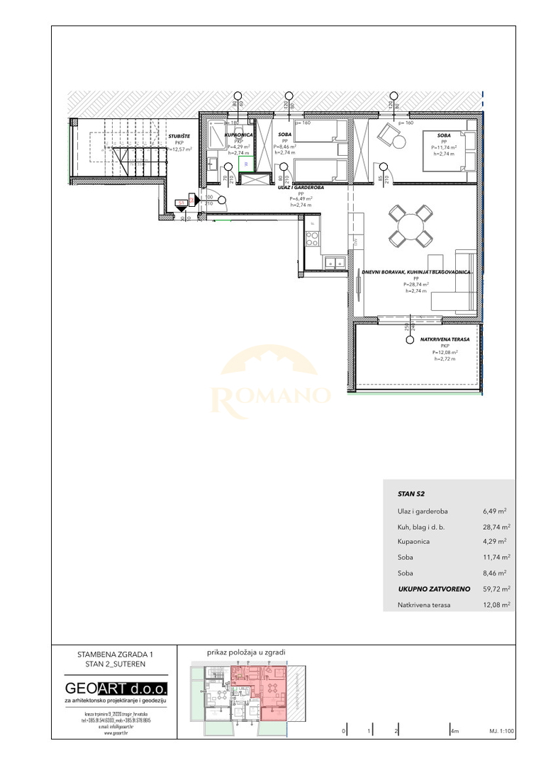 Dvosobno stanovanje z razgledom na morje na Čiovu, območje Salduna blizu kampa Rožac - 64 m2